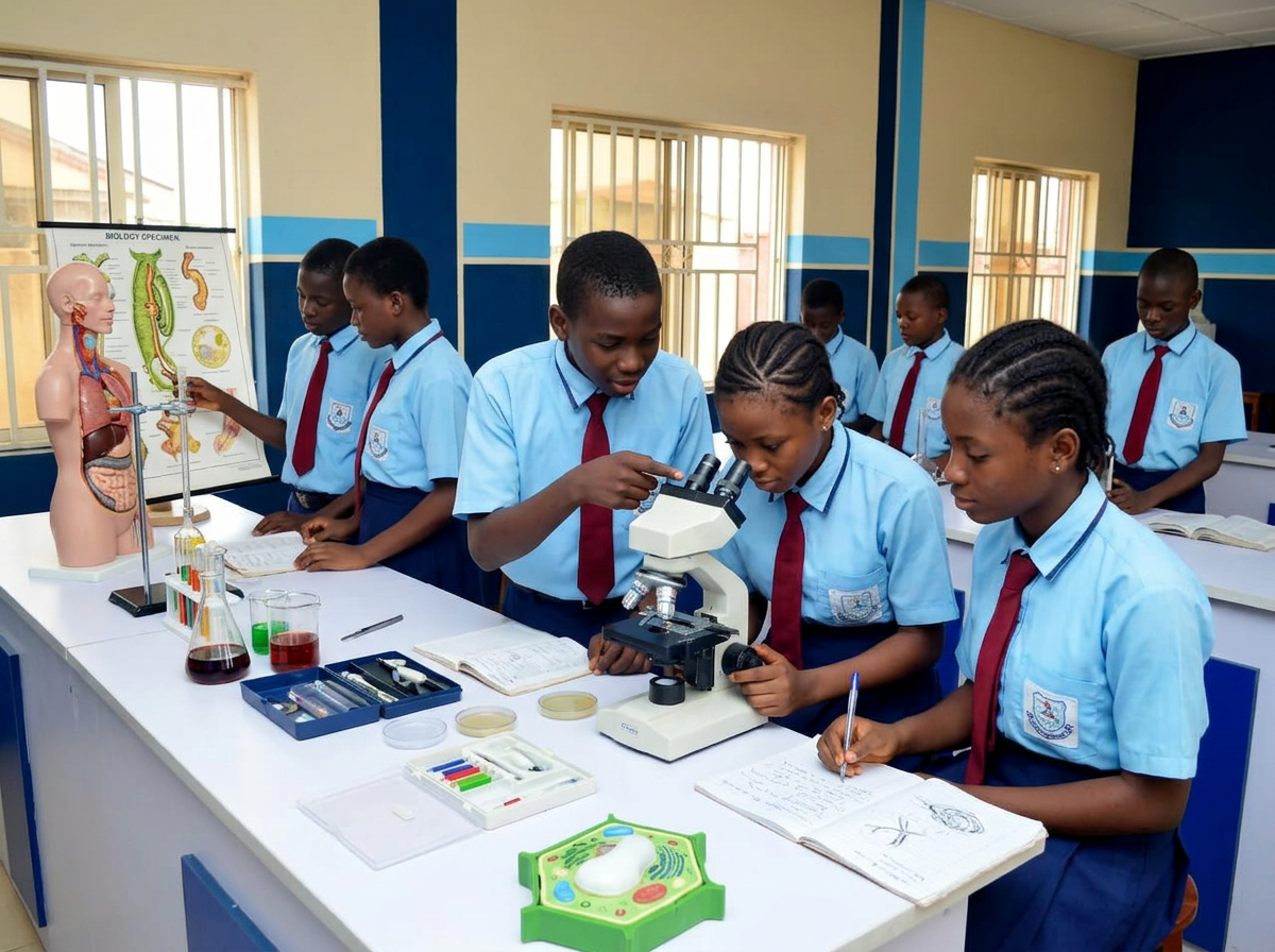 Vonschools students in the biology lab